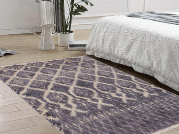 handmade Modern Moroccan Gray Ivory Hand Knotted RECTANGLE 100% WOOL area rug 4x6